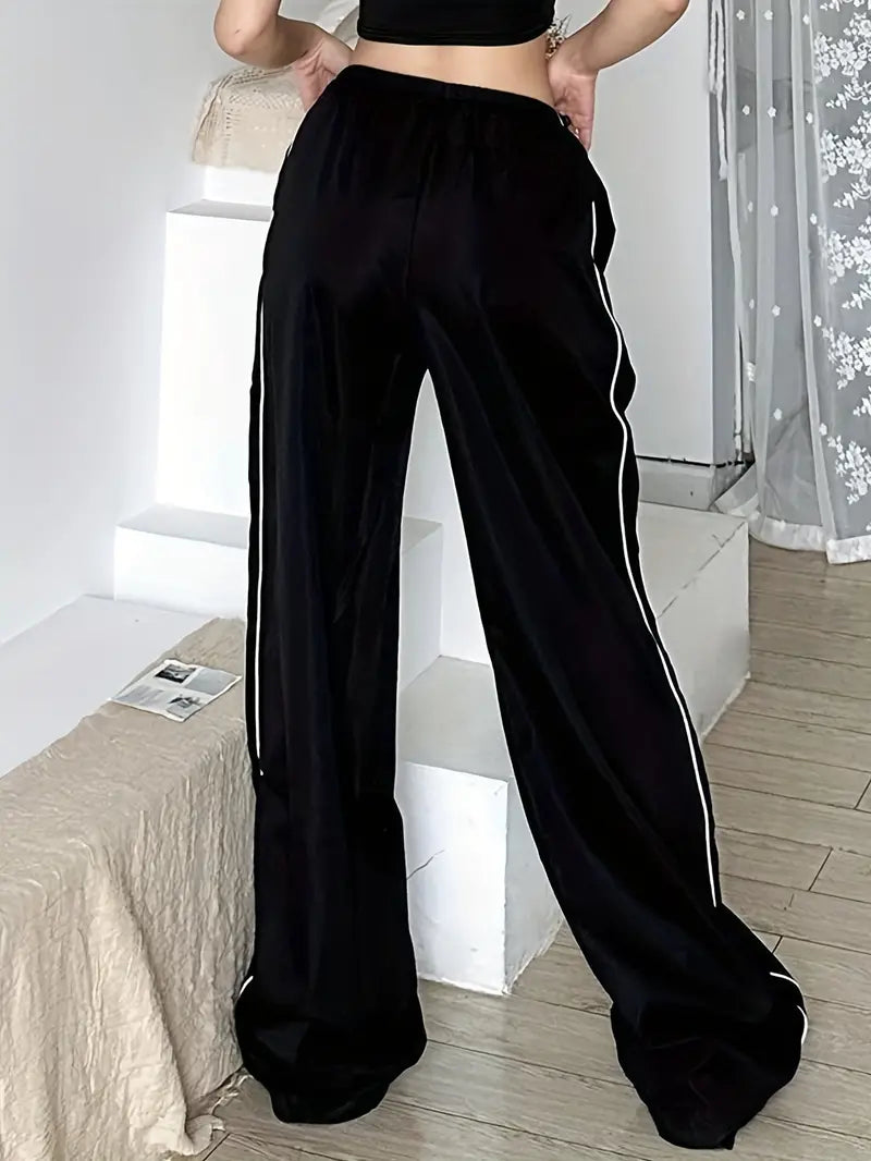 Retro Sport Black Contrast Baggy Sweatpants