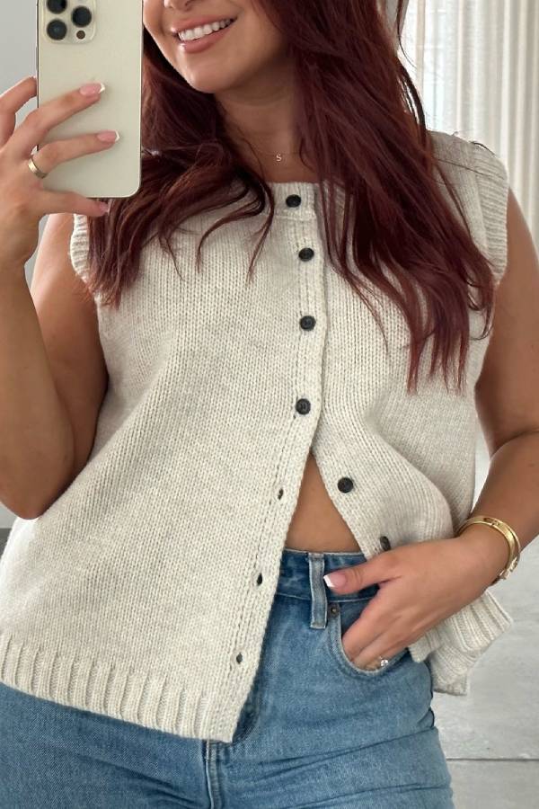 Casual Street Solid Color Buckle O Neck Tops