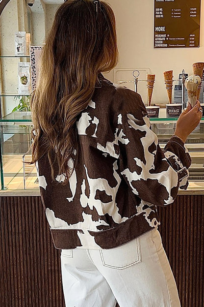 Retro Cow Pattern Printed Coat