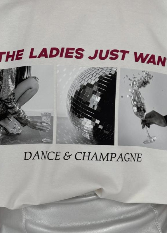Champagne Nights Graphic Tee – Oversized Party Print T-Shirt