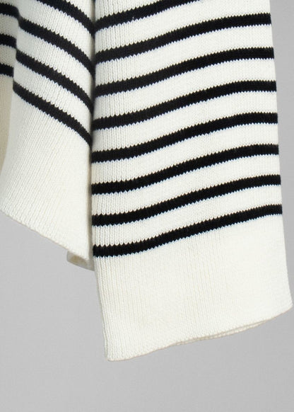 Mariner – Striped V-Neck Knit Sweater with Wide Sleeves