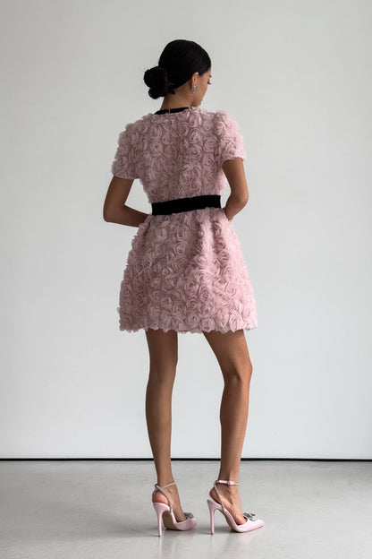 Vestido mini con escote en V y adornos de Amelia Rose 