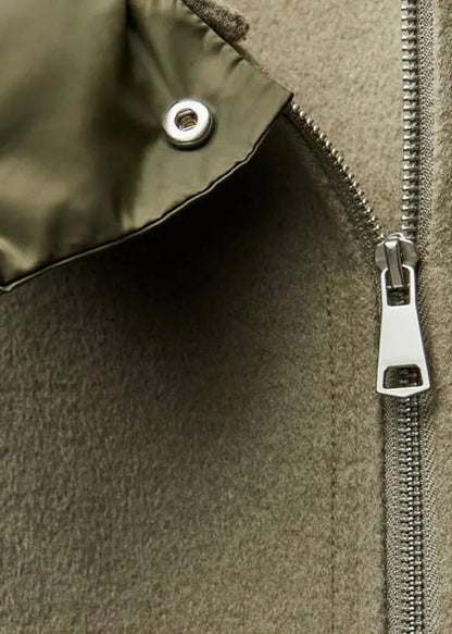 Oversized Hooded Zip Jacket - Padded Collar Comfort