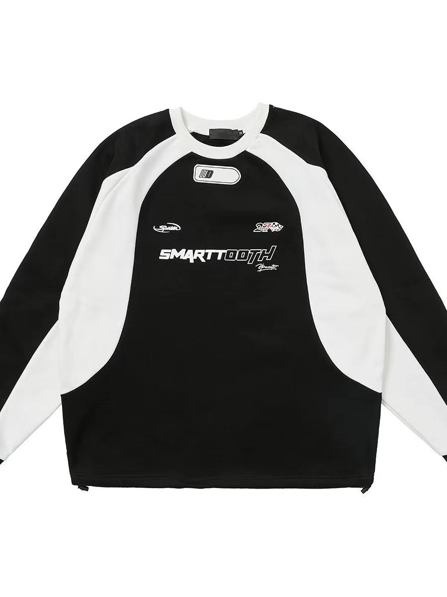 Retro Oversize Raglan Sweatshirt with Slogan