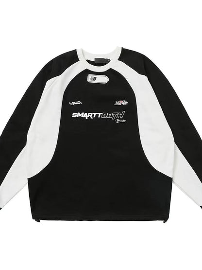 Retro Oversize Raglan Sweatshirt with Slogan