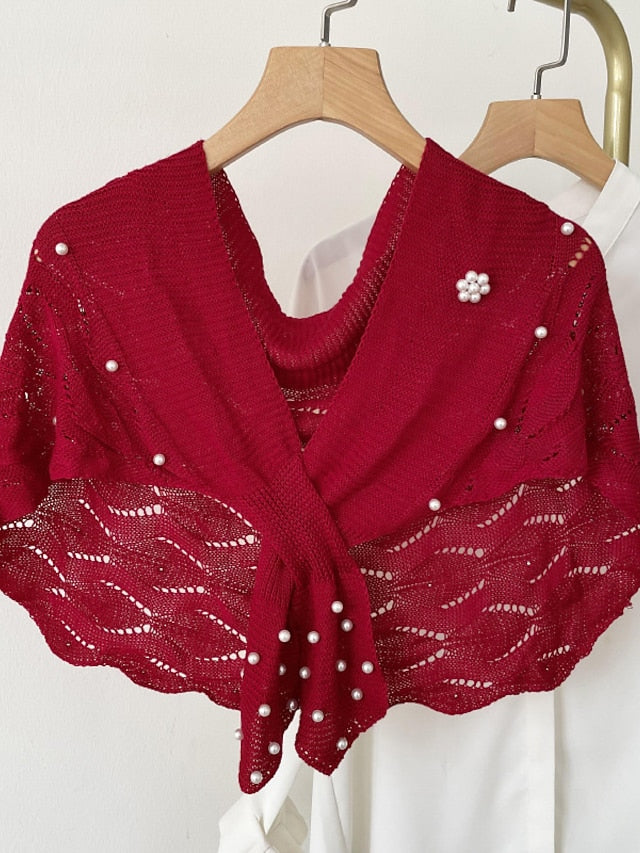 Casual Knitted Fake Collars for Hollow Out Blouse Tops Shoulder Wraps Shawls Detachable False Collar Windproof Shawl for Women