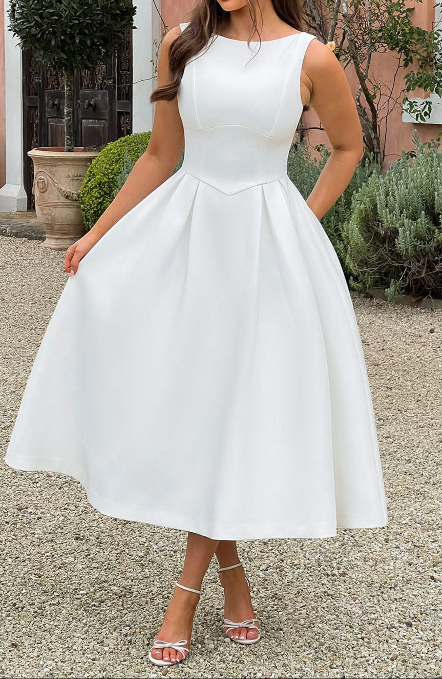 Alejandra Midi Dress-Ivory