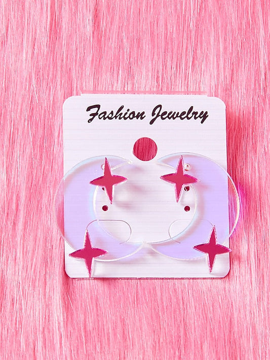 1 Pair Earrings For Birthday Gift Prom Acrylic Monogram Moon Star for Women