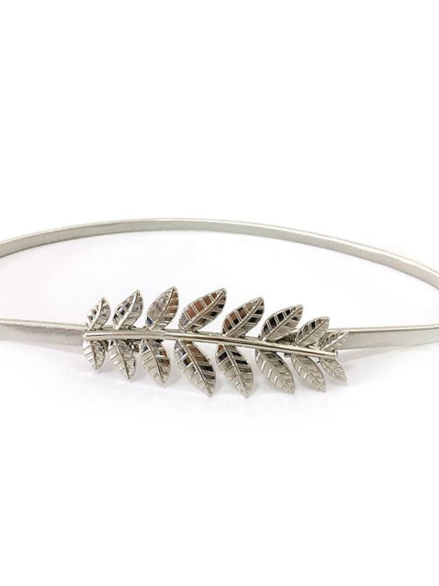 Gold Leaf Metal Elastic Belt for Women