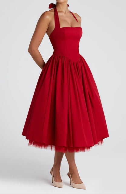 Triana Midi Dress - Red