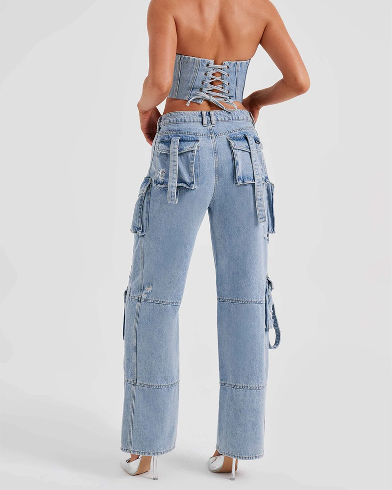 Multi-Pocket Wide-Leg Cargo Pants