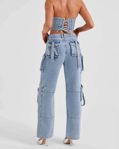 Multi-Pocket Wide-Leg Cargo Pants