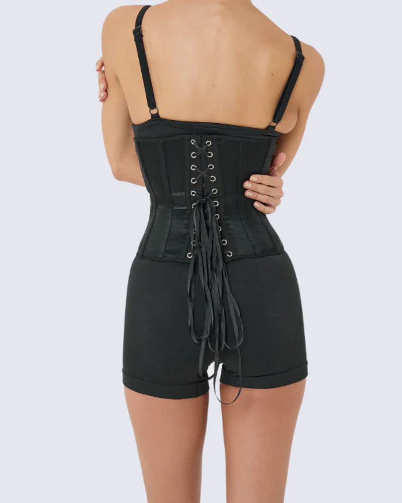Sexy Mesh Lace-up Corset Without Bra