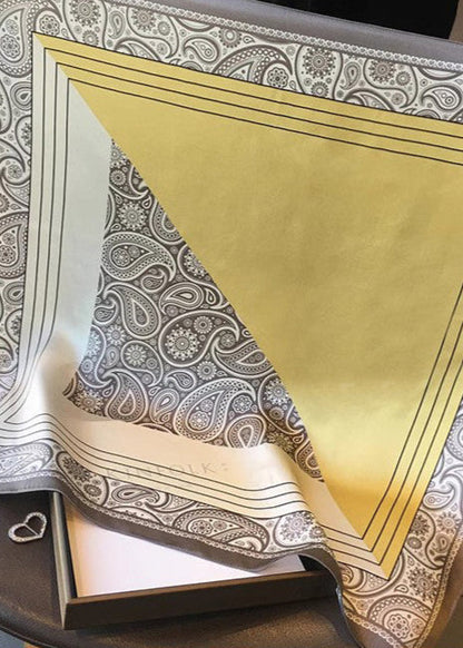 Savannah Print Satin Square Scarf – Golden Paisley 70×70cm