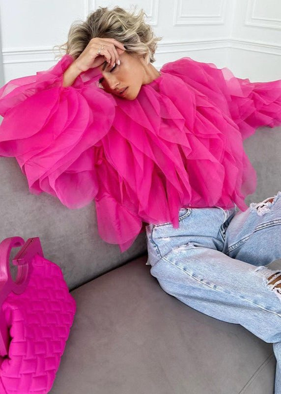 Flare Statement Top – Sheer Ruffled Organza Drama