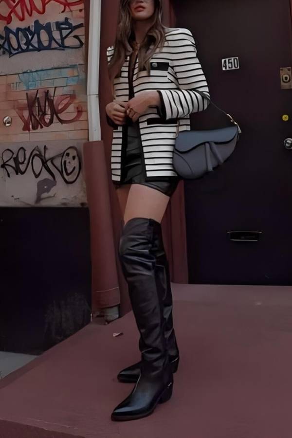 Foster Striped Dickey Jacket in Ivory Black