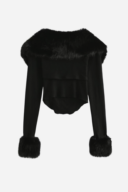 Conjunto de dos piezas de blusa y corsé de piel sintética recortada de Apphia 