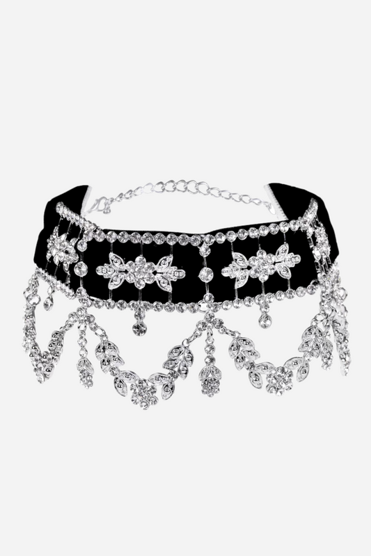Beryl Diamond Velvet Choker Necklace