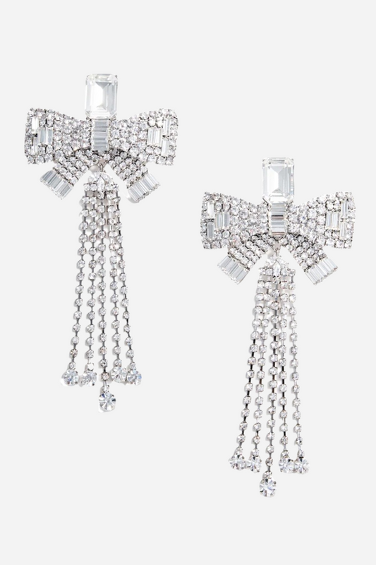 Daphne Diamond Bow Tassel Earrings