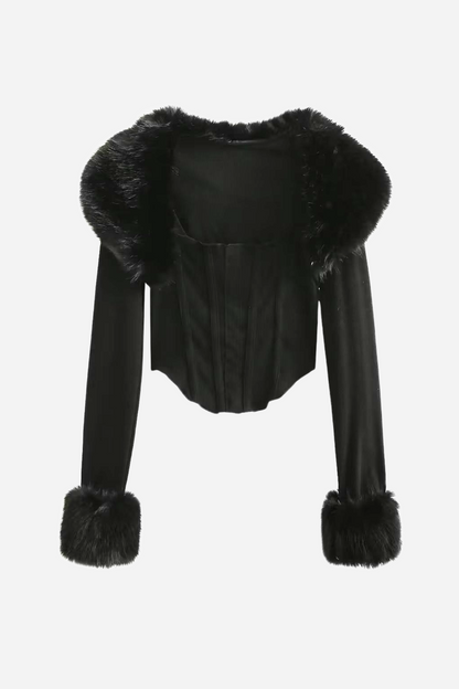 Conjunto de dos piezas de blusa y corsé de piel sintética recortada de Apphia 