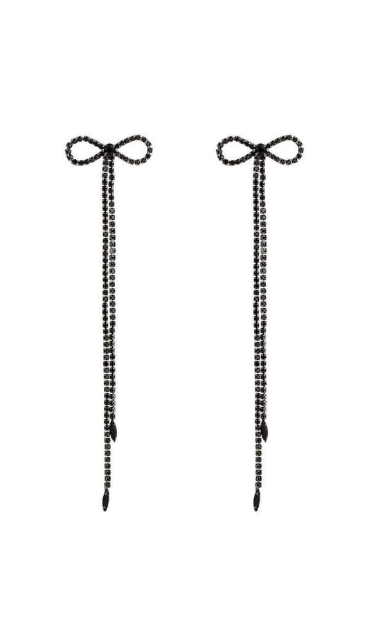 Diamante Bowknot Tassel Earrings