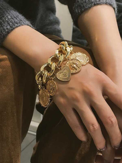 Disc Charm Chain Bracelet 1pc for Women
