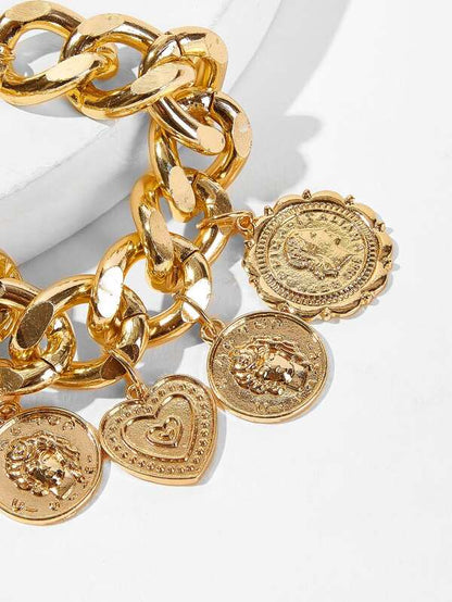 Disc Charm Chain Bracelet 1pc for Women