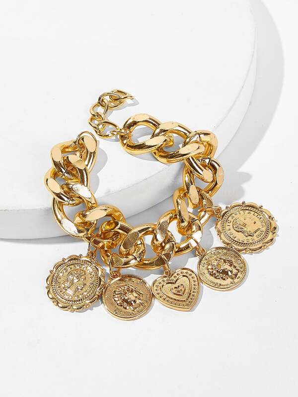 Disc Charm Chain Bracelet 1pc for Women