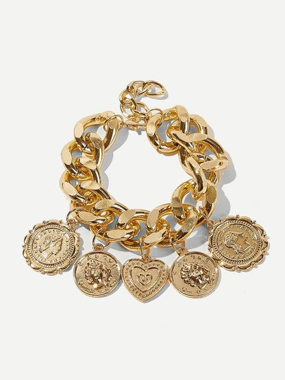 Disc Charm Chain Bracelet 1pc for Women