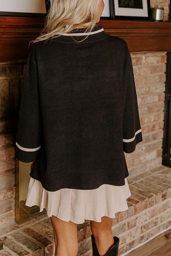 Suéter de punto Class Act con cuello alto, bolsillos y ribetes de color en contraste