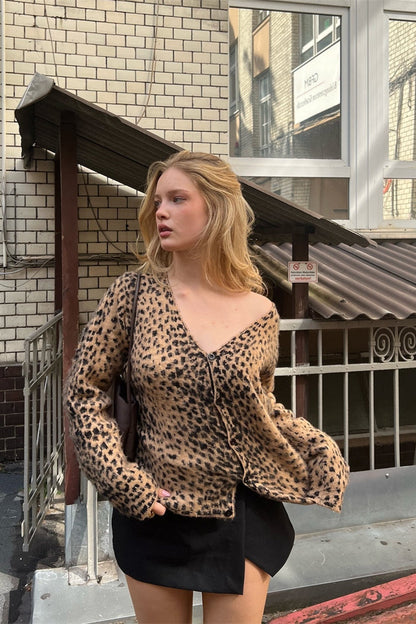 Soft Mohair Animal Print Cardigan