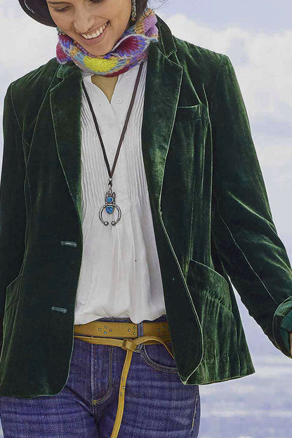 Chaqueta de traje casual de moda de color sólido de terciopelo dorado