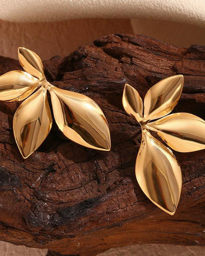 Glossy Flower Leaf Earrings