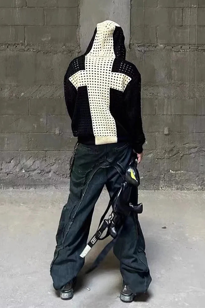 Vintage Mesh Oversized Hoodie