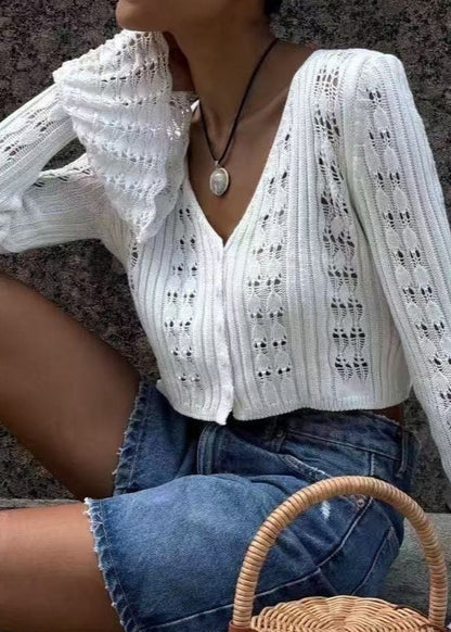 Lyla - Open Knit Cropped Cardigan