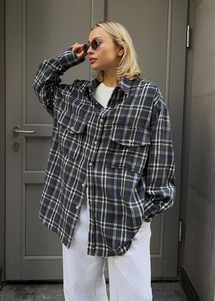 Plaid Oversized Long-Sleeve Shirt – Effortless Everyday Style