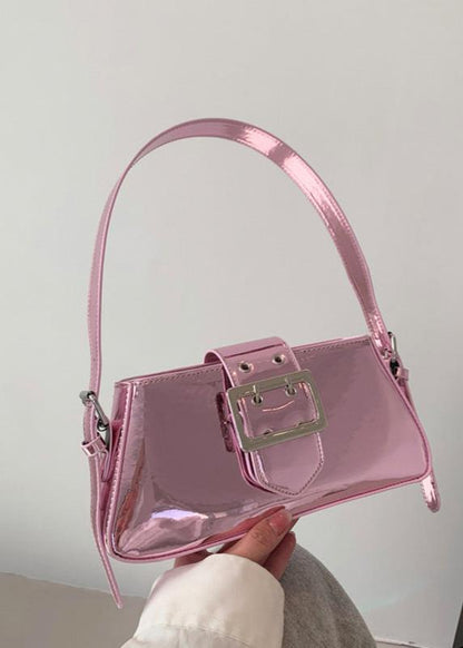 Glossy-Buckle Patent Leather Bag
