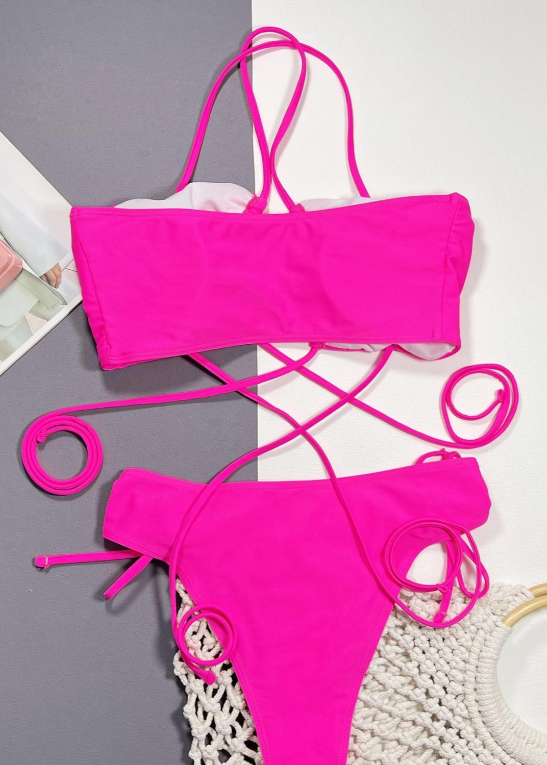 Vivid Fuchsia Wrap-Around Bikini Set