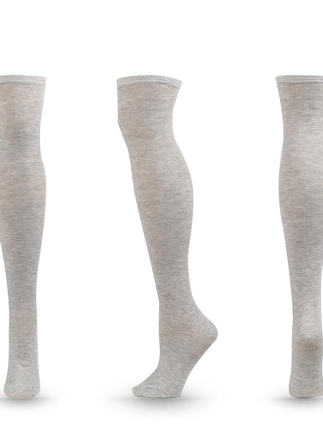 Knee High Socks Outdoor Home Daily Solid Color Polyester Spandex Basic Classic Warm Casual 1 Pair for Women