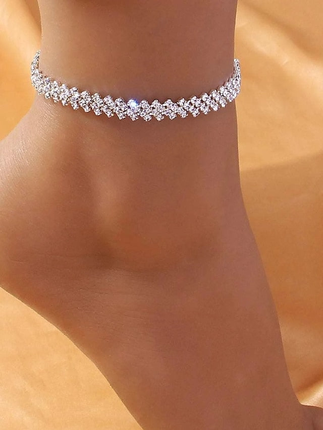 Anklet Personalized Stylish Artistic Body Jewelry For Formal Date Classic Rhinestone Iron Gypsophila Silver for Women
