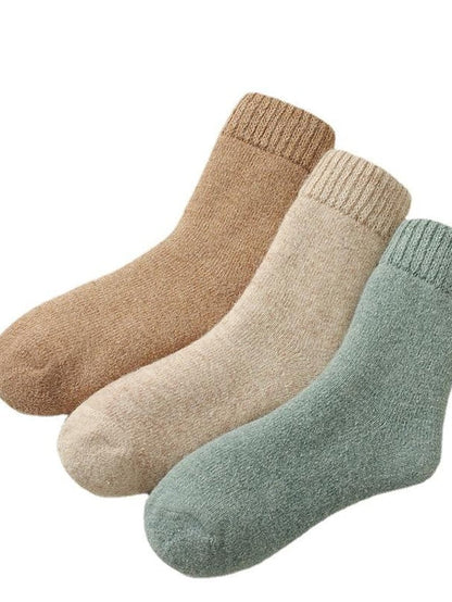 Crew Socks Thick Winter Warm Socks Home Office Work Solid Color Wool Spandex Nylon Basic Casual Classic Warm Casual 1 Pair for Women