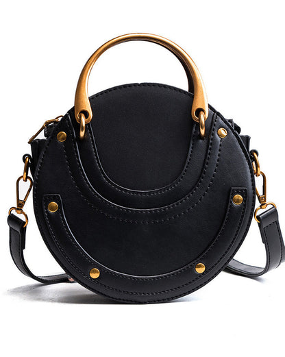 Frosted Stitching Shoulder Crossbody Round Bag