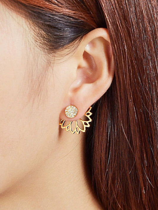 1 Pair Earrings For Birthday Gift Daily Alloy Hollow Out Petal for Women