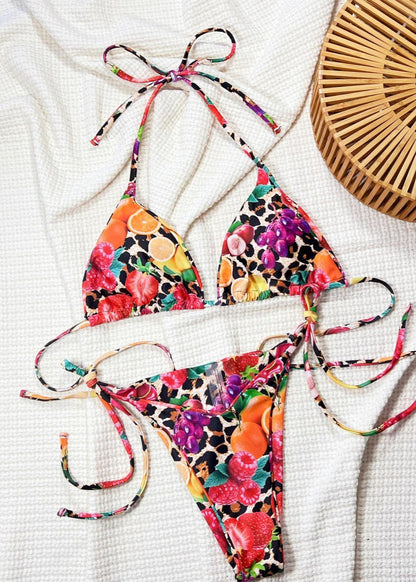 TropiMix – Vibrant Fruit Print Triangle Bikini Set