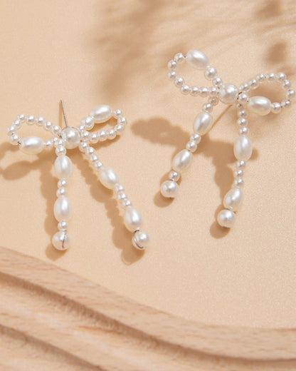 Bow French Tassel Stud Earrings