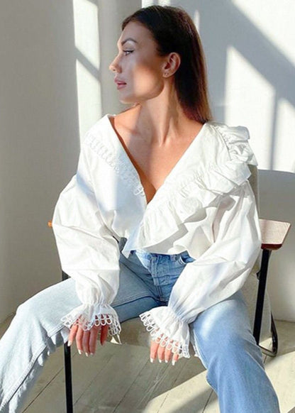 Aurora – Ruffle Trim Long Sleeve Blouse