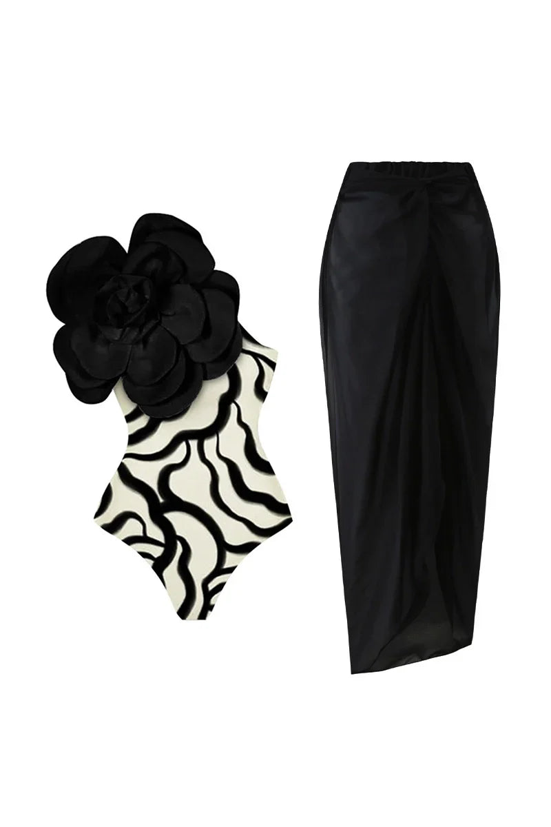 3D Floral One-Piece Swimsuit