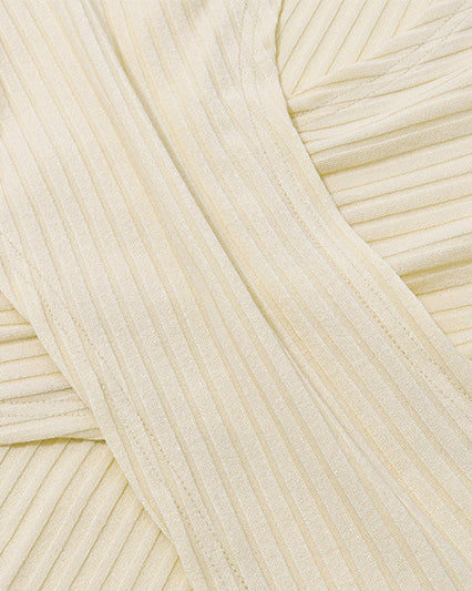 Navel-Baring Pitted Knitted Long-Sleeved Top