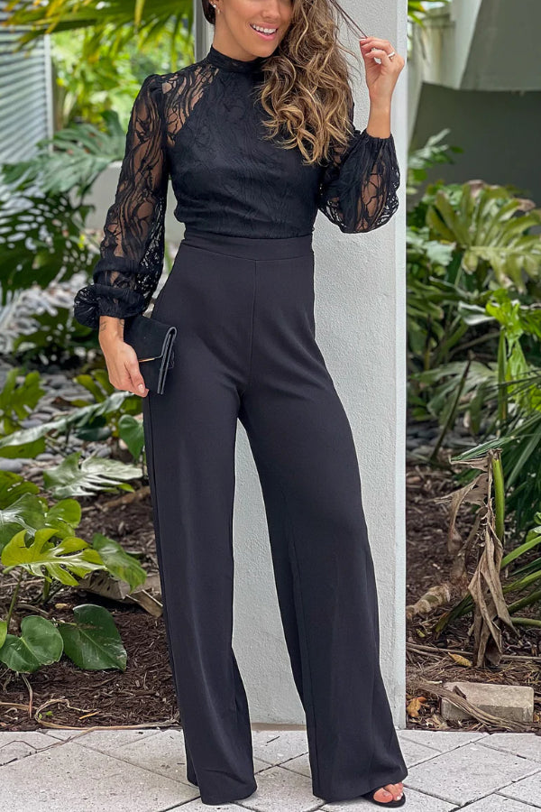 MONO NEGRO CON TOP DE ENCAJE Y ESPALDA ABIERTA