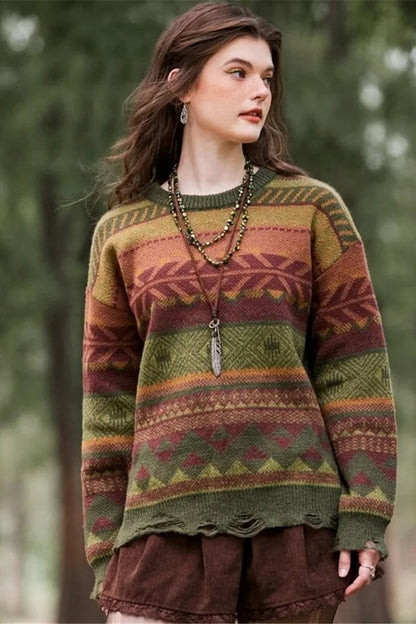 Autumn Geometric Pullover Sweater